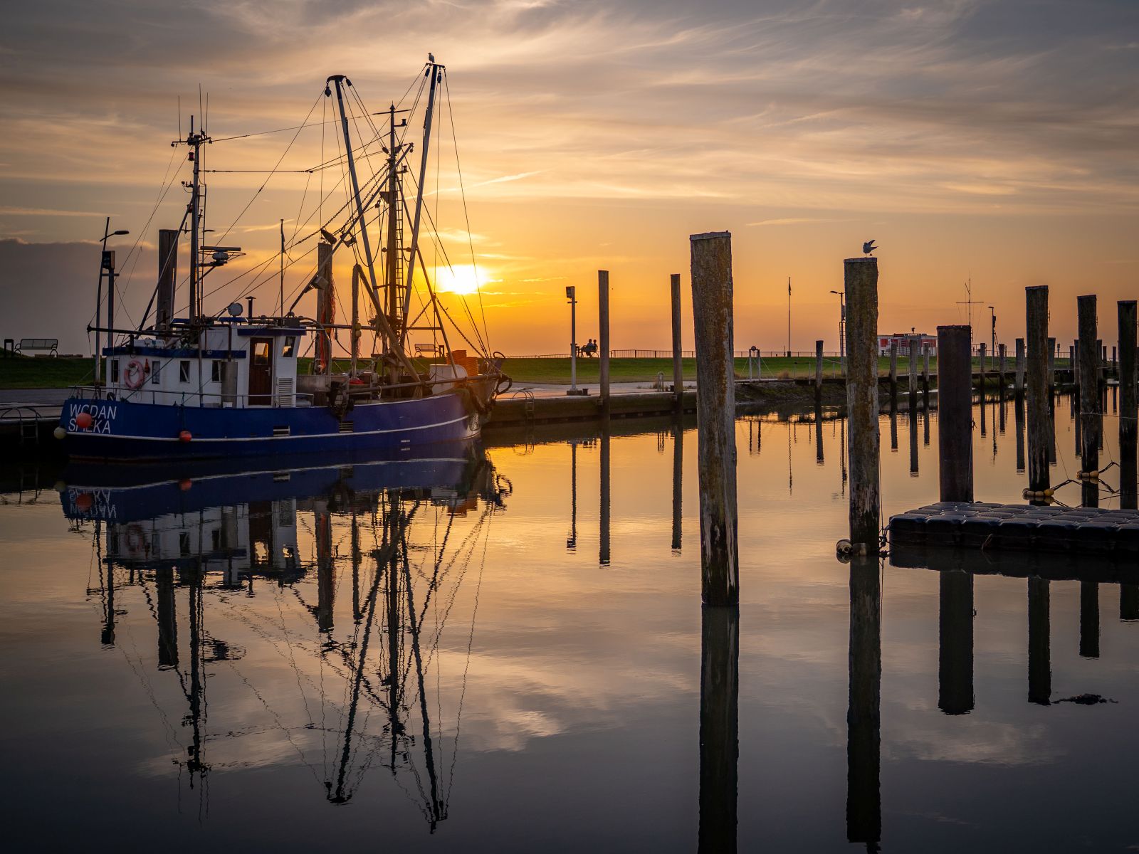Schiffe im Sonnenuntergang in Dorum-Neufeld